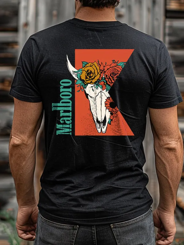 Floral Skull Graphic T-Shirt For Men - Perfect For Casual Wear And Festivals - Wantbright.com 