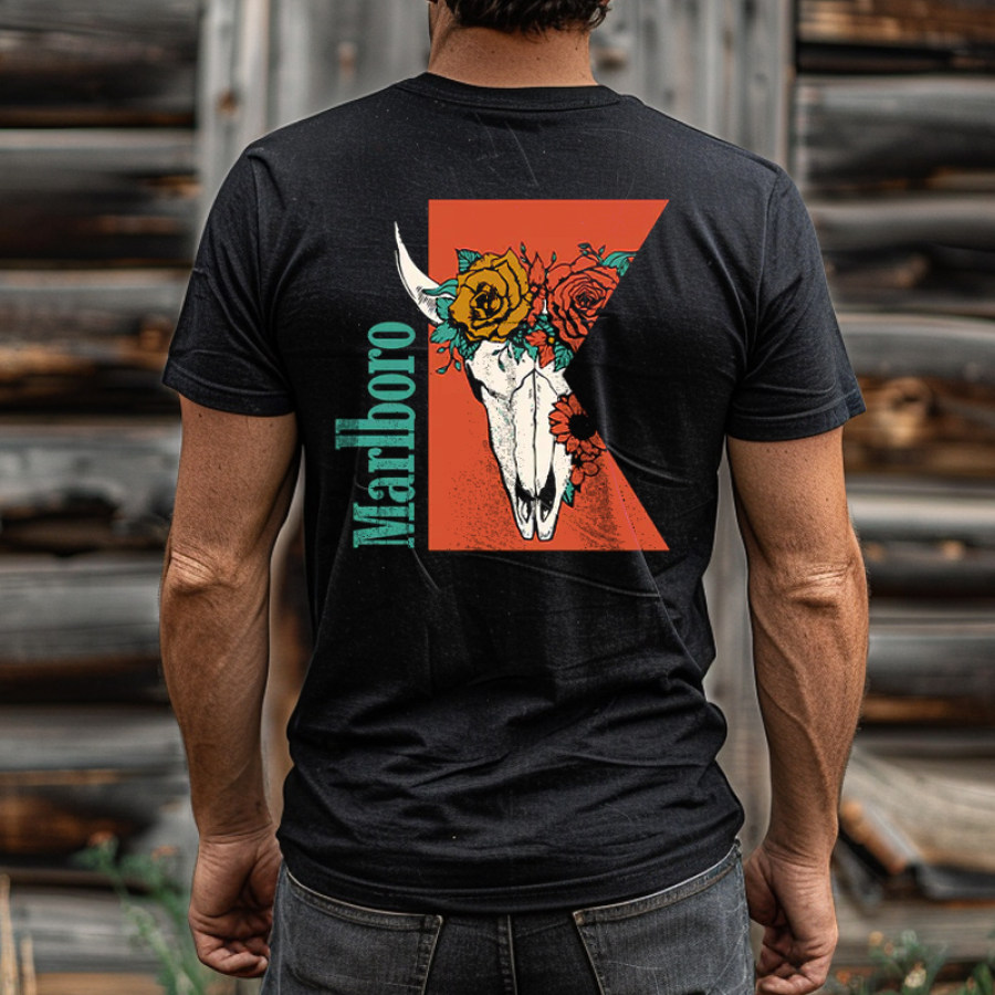 

Floral Skull Graphic T-Shirt For Men - Perfect For Casual Wear And Festivals