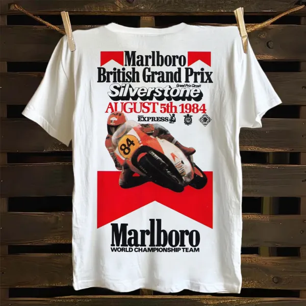 Classic Marlboro Racing Car Graphic Print T-shirt - Rabclub.com 