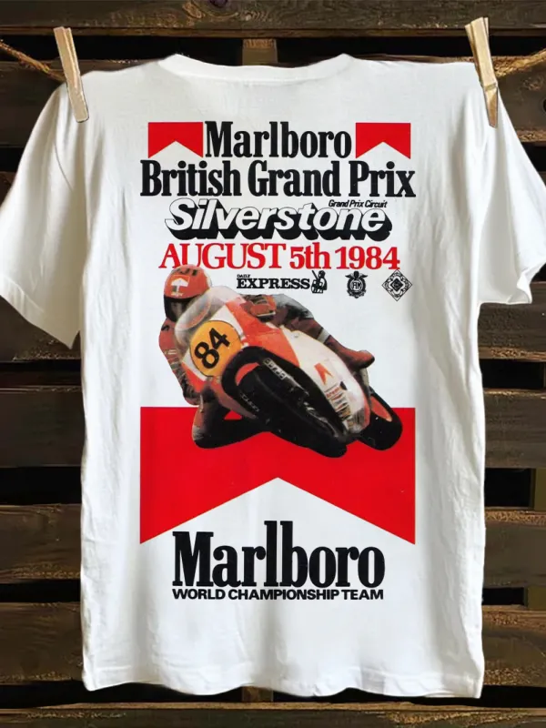 Classic Marlboro Racing Car Graphic Print T-shirt - Menbarn.com 
