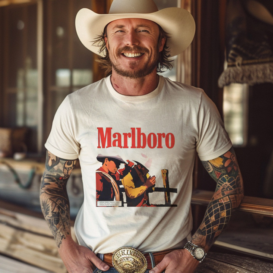 

Classic Cowboy Graphic Tee For Men - Perfect For Casual Wear And Festivals
