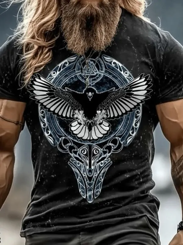 Viking-Inspired Graphic T-Shirt For Men - Perfect For Casual Wear And Festivals - Wantbright.com 