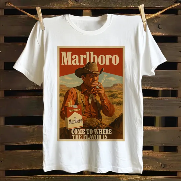 Classic Cowboy Graphic Print T-shirt - Rabclub.com 
