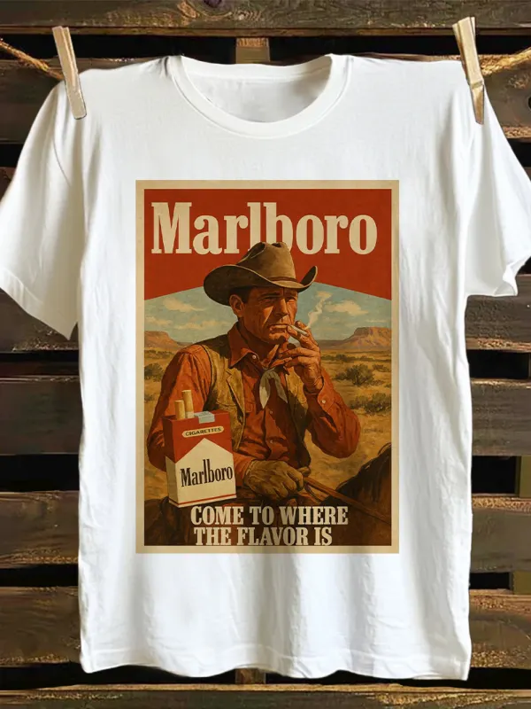Classic Cowboy Graphic Print T-shirt - Menbarn.com 