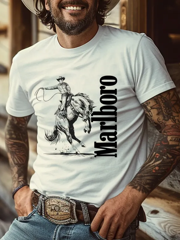 Men's Marlboro Cowboy Graphic Tee - Menbarn.com 