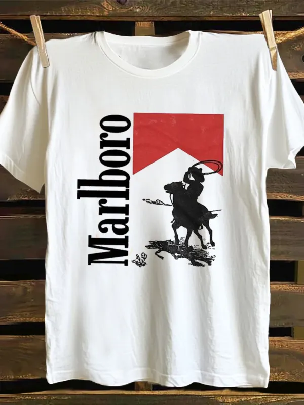 Western Cowboy Graphic Print T-shirt - Menbarn.com 