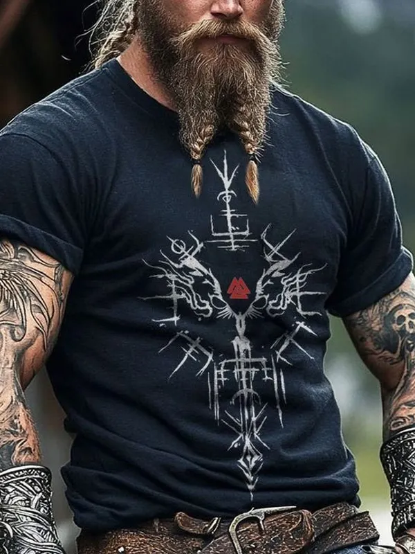Viking-Inspired Graphic T-Shirt For Men - Perfect For Festivals And Casual Wear - Wantbright.com 