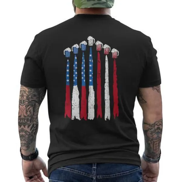 Patriotic Beer Flag Graphic T-Shirt For Men - Perfect For Summer Festivals And Casual Wear - Upgradecool.com 