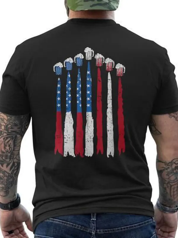Patriotic Beer Flag Graphic T-Shirt For Men - Perfect For Summer Festivals And Casual Wear - Pragmaace.com 