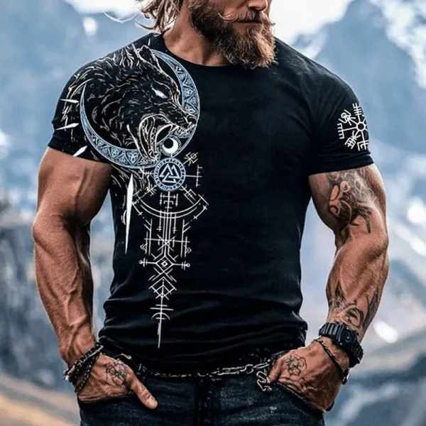 Viking-Inspired Graphic T-Shirt For Men - Perfect For Casual Wear And Outdoor Adventures - Rabclub.com 