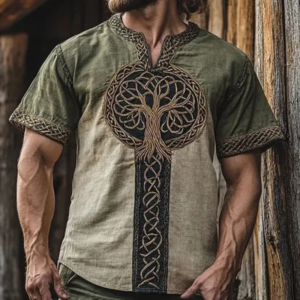 Viking Tree Of Life Embroidered T-Shirt - Perfect For Festivals And Casual Wear - Upgradecool.com 