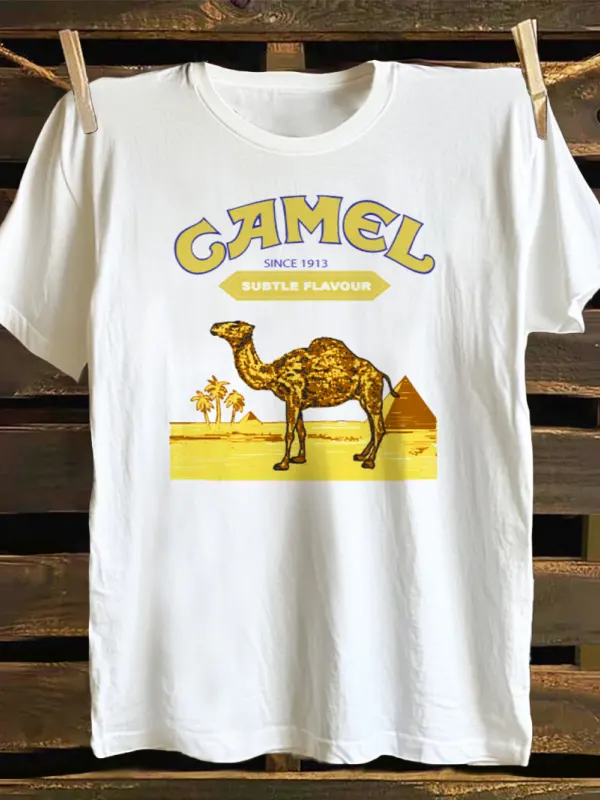 Vintage Desert Adventure Graphic Print T-shirt - Menbarn.com 