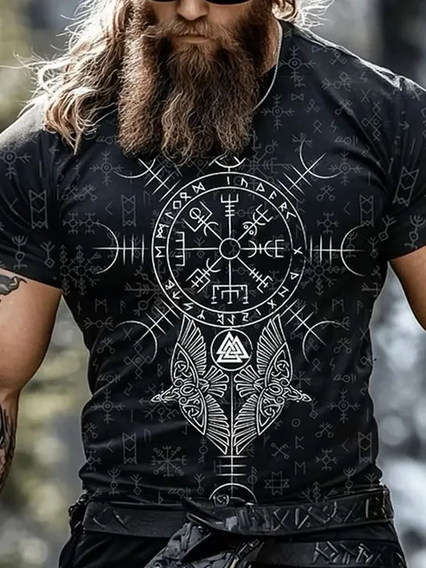 Viking-Inspired Graphic T-Shirt For Men - Perfect For Casual Wear And Festivals - Wantbright.com 