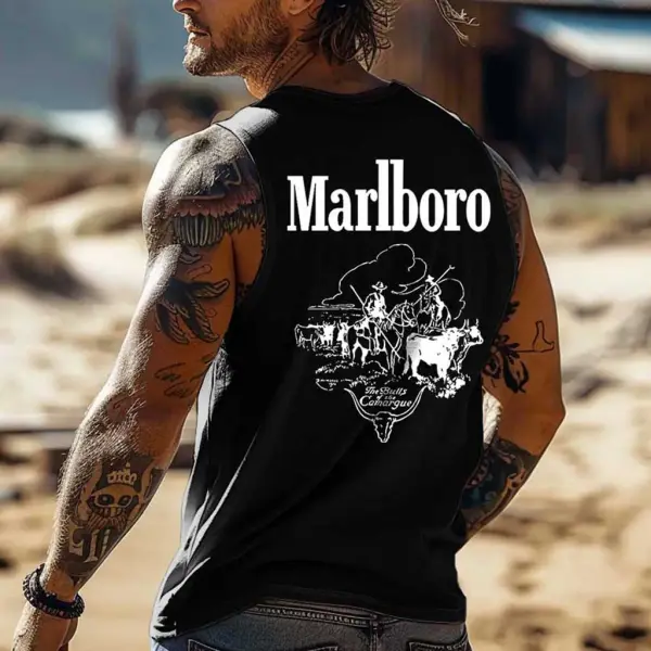 Marlboro Men's Vintage Cowboy The Bulls Of The Camargue Rodeo Sleeveless Muscle Tank Top - Menzfolk.com 
