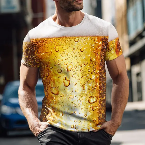 Men's Vintage Beer Bubble Print T-Shirt - Upgradecool.com 