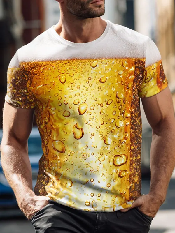 Men's Vintage Beer Bubble Print T-Shirt - Pragmaace.com 