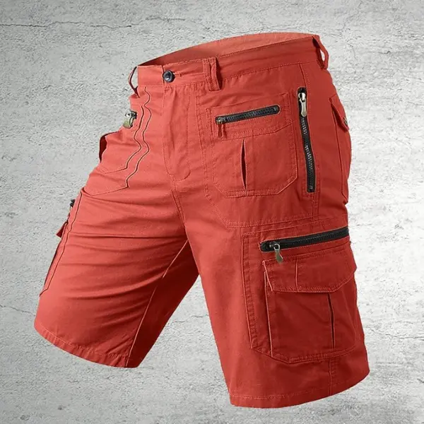 Men's Vintage Orange Cargo Shorts With Multiple Pockets - Upgradecool.com 