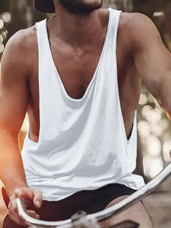 Men's VintageCasual White Tank Top Summer Outfit - Pragmaace.com 