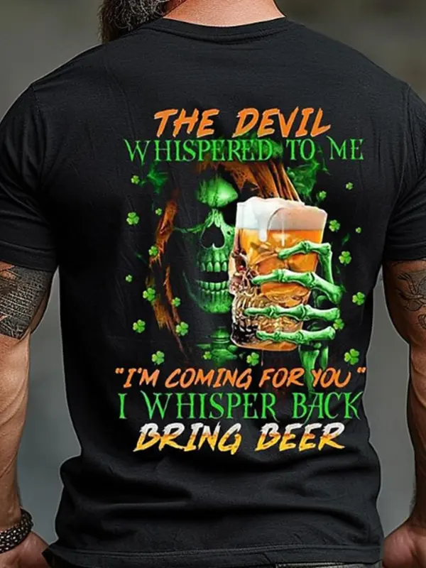 Men's Vintage Devil's Whisper: Bring Beer T-Shirt - Pragmaace.com 