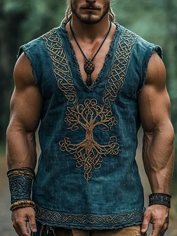 Viking-Inspired Sleeveless Vest For Men - Perfect For Festivals And Outdoor Adventures - Wantbright.com 