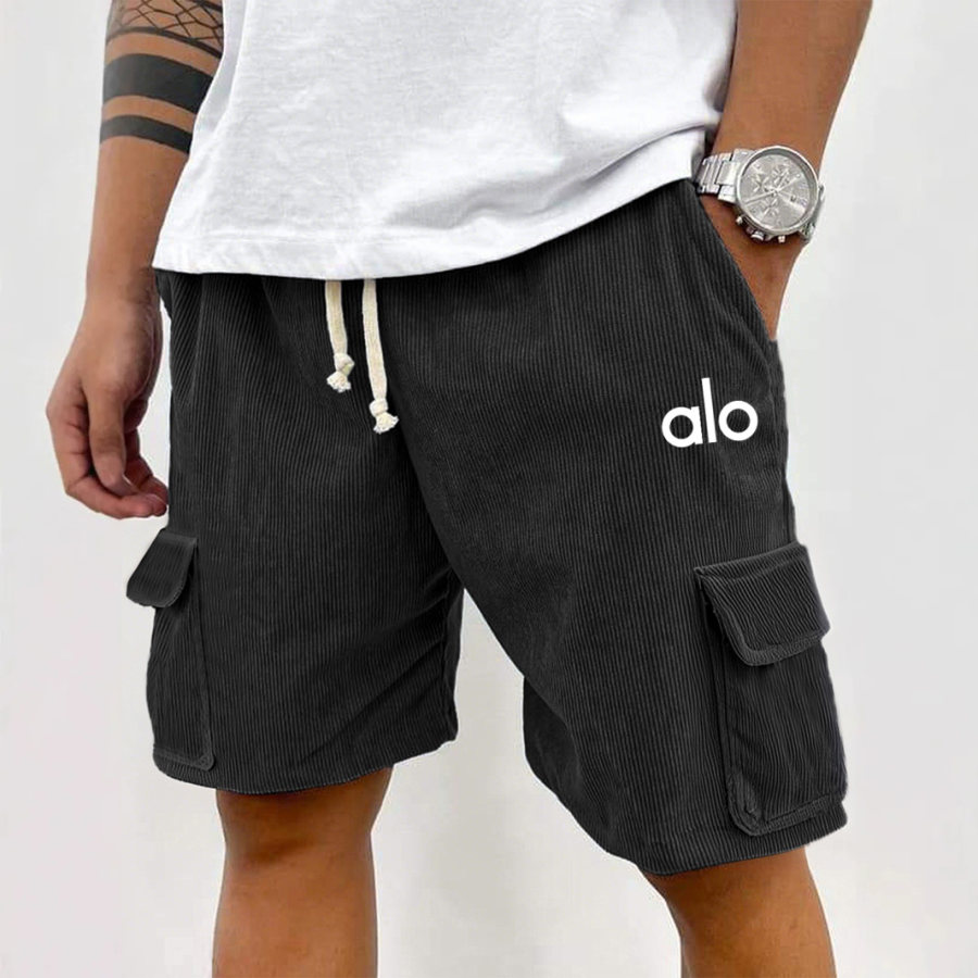 

Men's Vintage Outdoor Corduroy Yoga Surf Pocket Casual Cargo Shorts Boardshorts