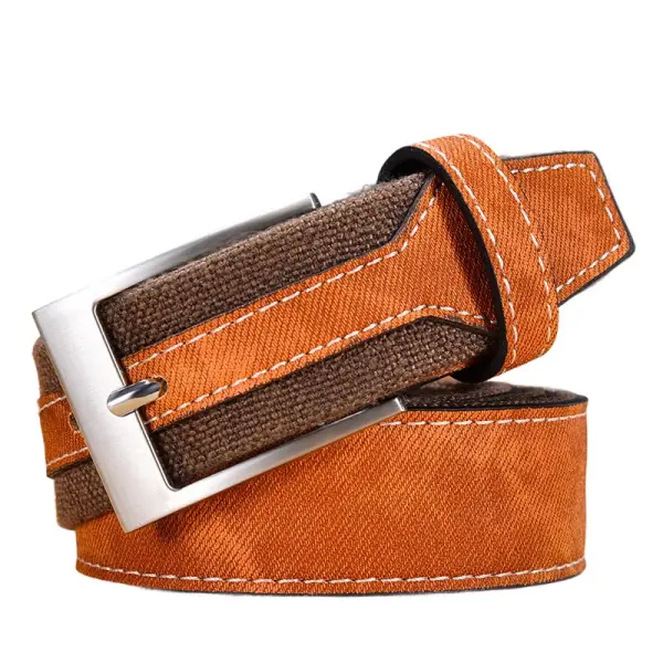 Men's Vintage Outdoor Western Denim Canvas Stitching Work Belt - Wayrates.com 