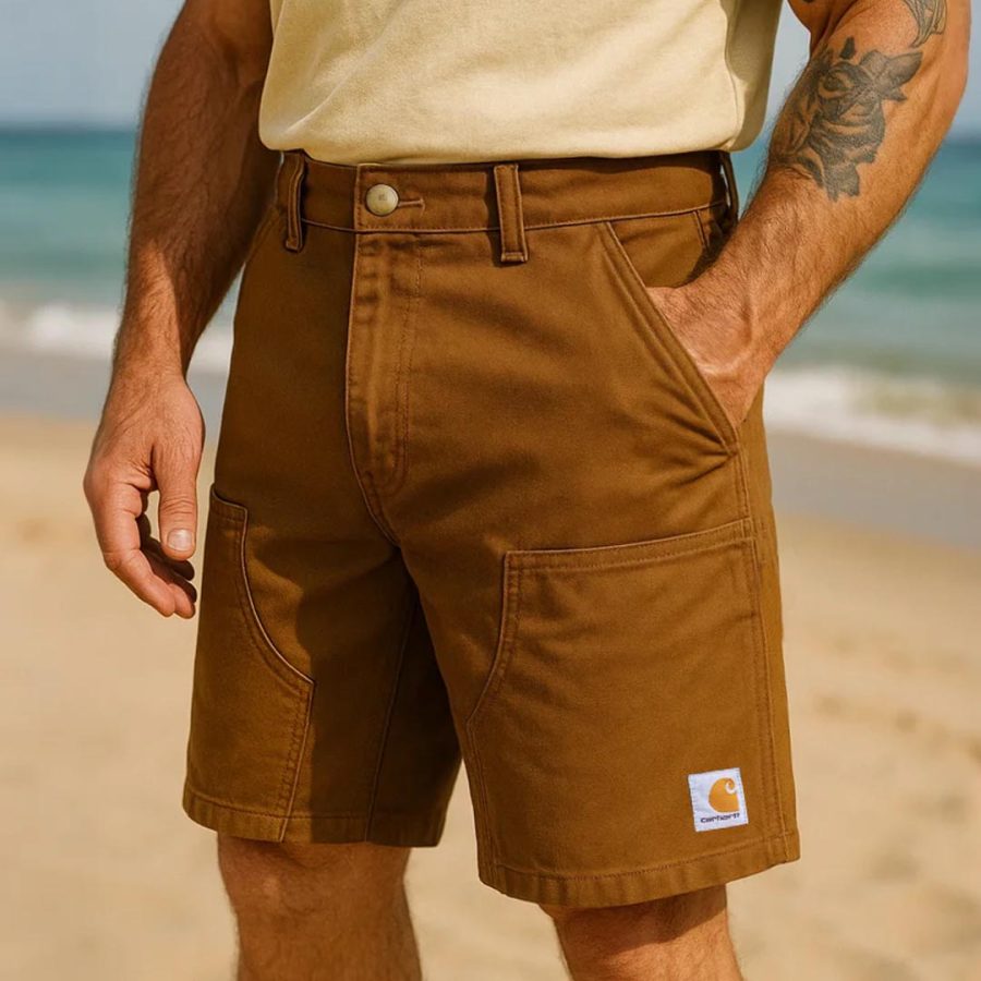 

Men's Vintage Surfing Double Knee Shorts Cargo Work Outdoor