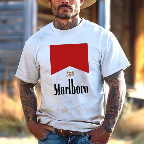 Marlboro Men's Vintage Western Cowboy Rodeo Graphic Print T-Shirt - Menzfolk.com 