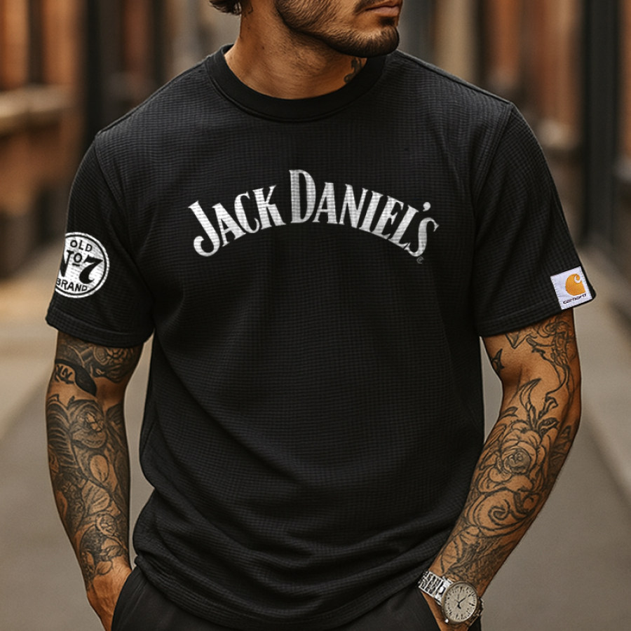 

Classic Beer Party Waffle Short Sleeve Tee With Bold Logo Design