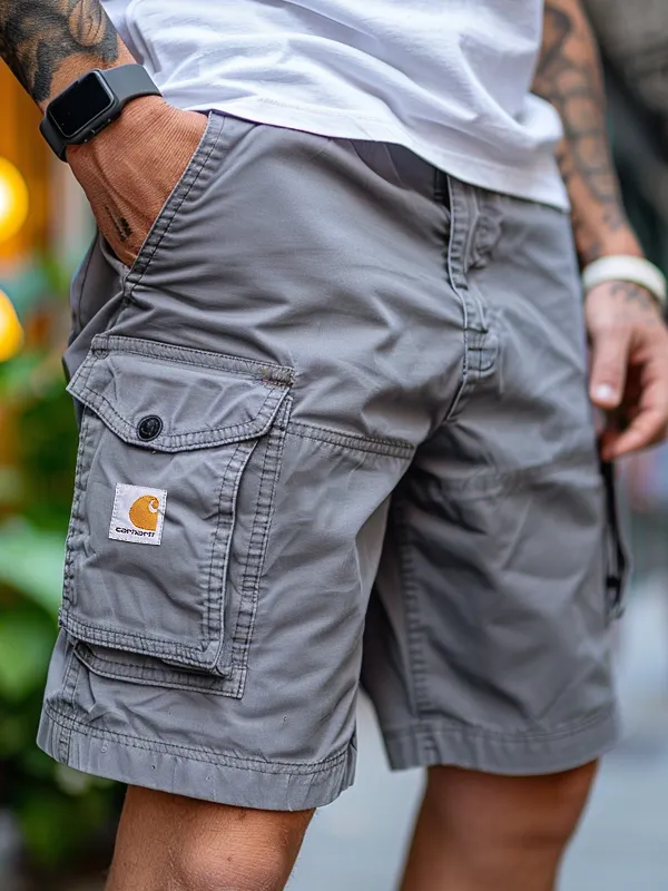 Carhartt Cargo Shorts Functional Pockets Stylish Design Gray Shorts - Menwyx.com 