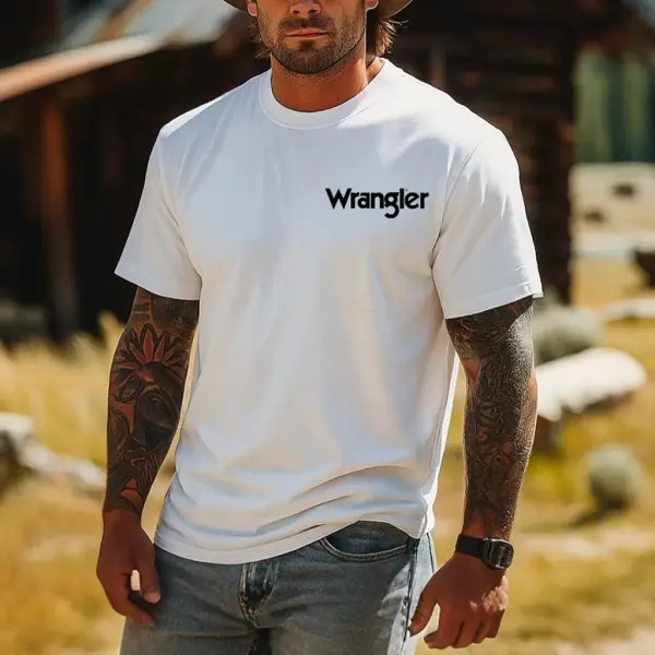 Wranger Men's Vintage Western Cowboy Rodeo Graphic Print Cotton T-Shirt - Upgradecool.com 