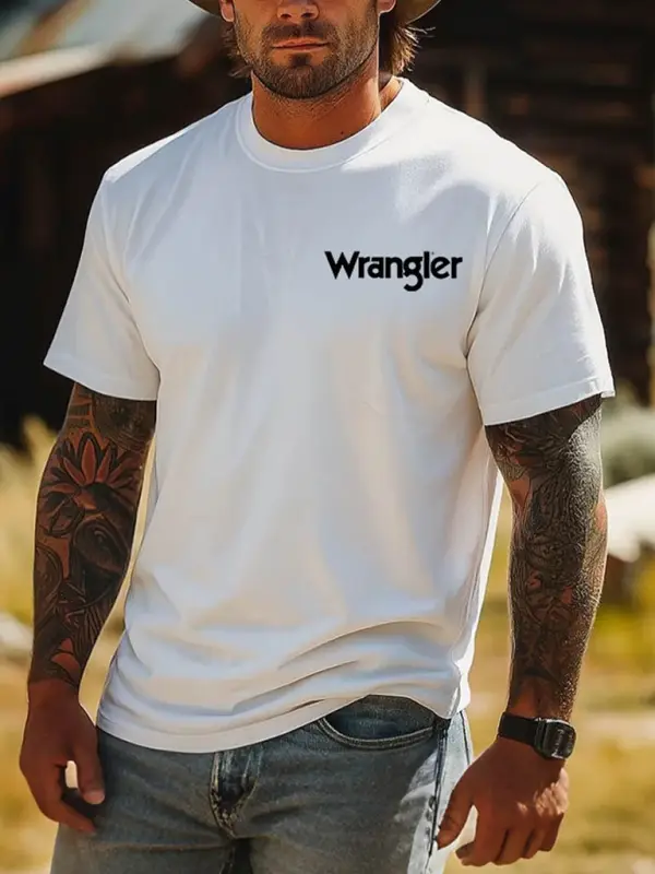 Wranger Men's Vintage Western Cowboy Rodeo Graphic Print Cotton T-Shirt - Wantbright.com 
