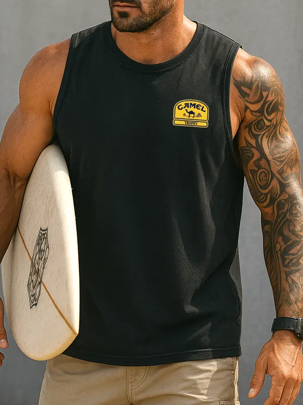 Stylish Sleeveless Graphic Tee For Beach And Casual Wear - Menwyx.com 