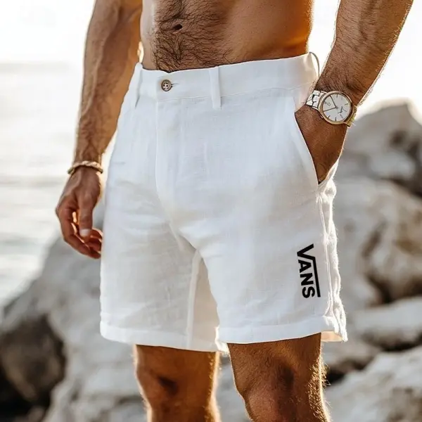Men's Cotton Linen Surfing Off The Wall Shorts Boardshorts - Ootdyouth.com 