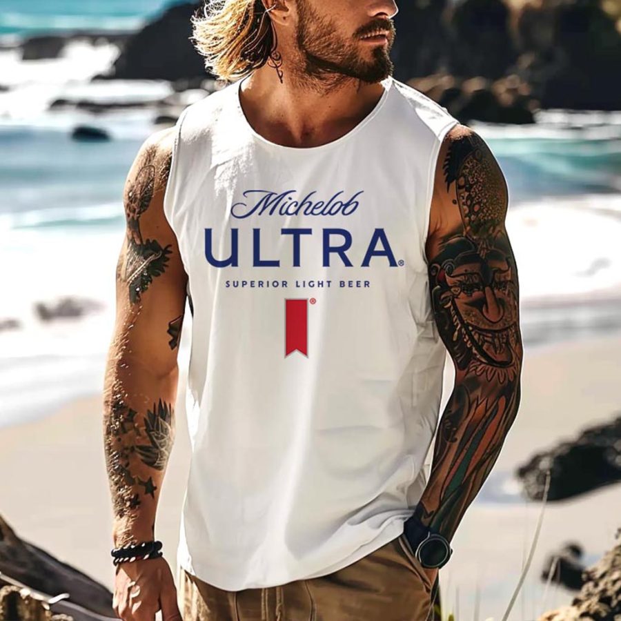 

Men's Vintage Ultra Western Cowboy Rodeo Surfing Graphic Print Round Neck Sleeveless Muscle Tank Top