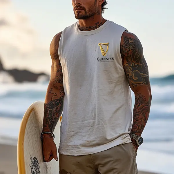 Men's Vintage Blue Logo Light Western Cowboy Rodeo Surfing Graphic Print Round Neck Sleeveless Muscle Tank Top - Upgradecool.com 