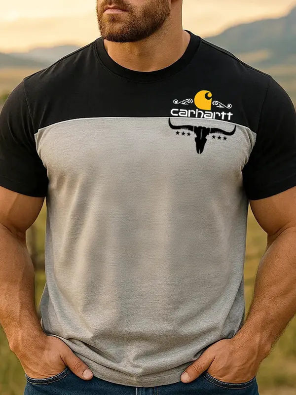 Men's Weather Longhorn Graphic Tee With Bull Logo - Menwyx.com 