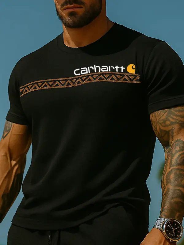 Carhartt Men's Casual Aztec Black Print T Shirt - Menwyx.com 