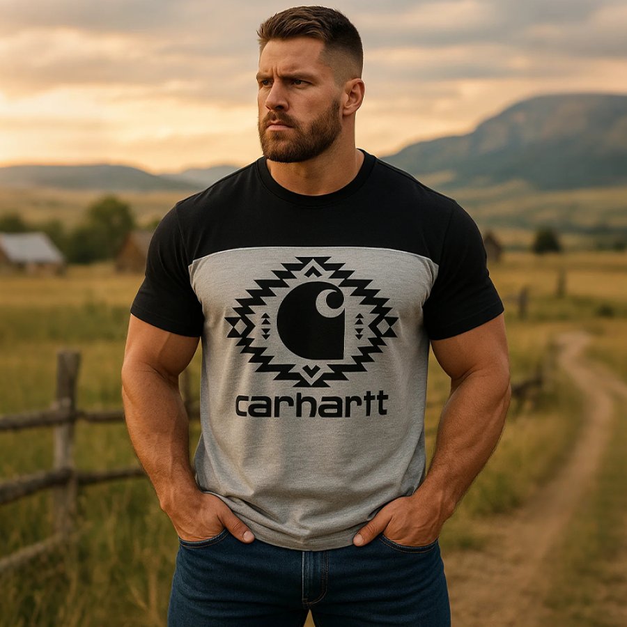 

Carhartt Men's Vintage Western Aztec Ethnic Geometric Graphic Print T-Shirt