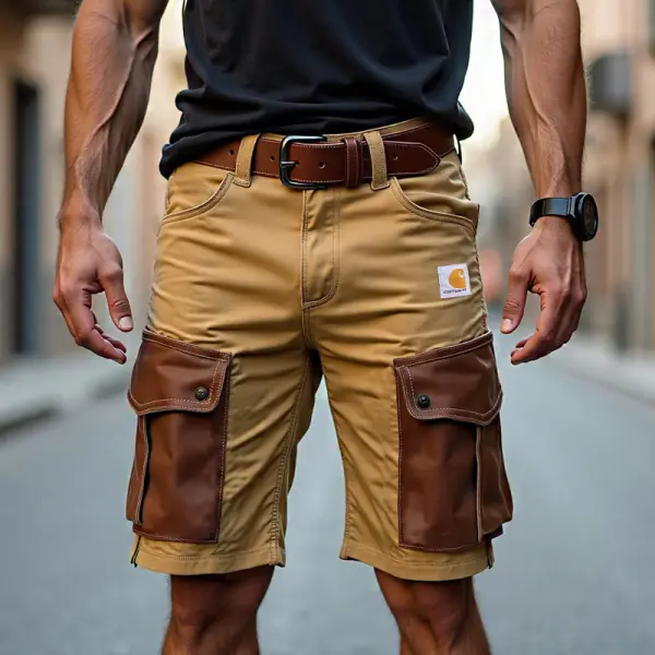 Carhartt Men's Outdoor Surf Leather Patches Khaki Cargo Shorts - Wayrates.com 