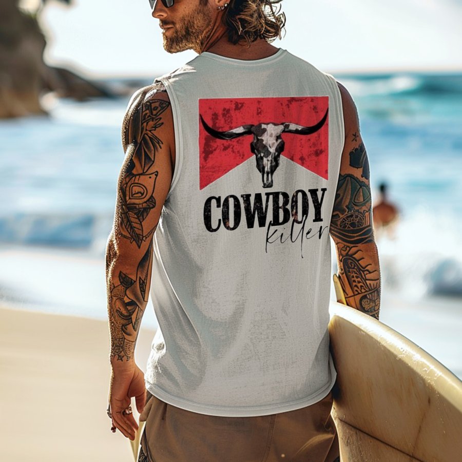 

Men's Vintage Surfing Oversized Street Style Print Tank Top