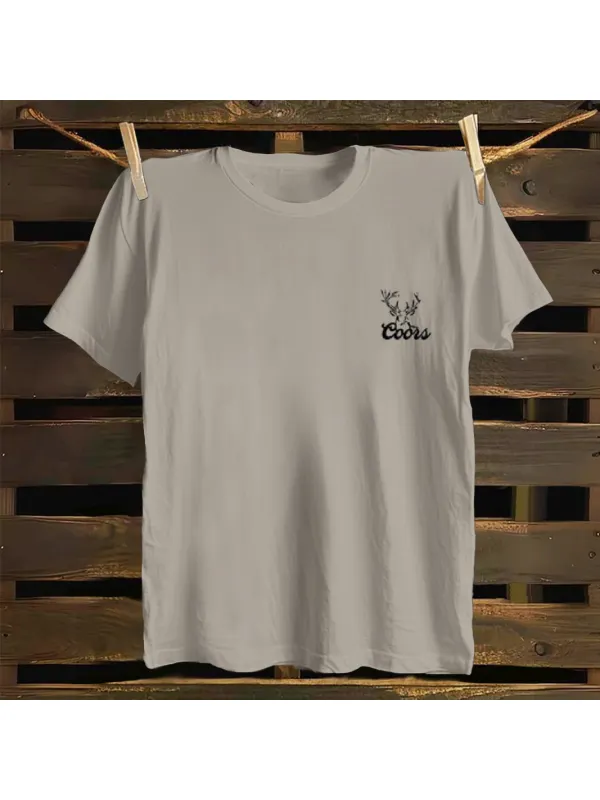 Classic Deer Design Graphic Men's T-shirt - Aptkoi.com 
