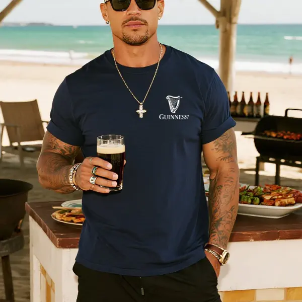 Men's Casual BBQ Surf Harp Graphic Print Cotton T Shirt - Upgradecool.com 