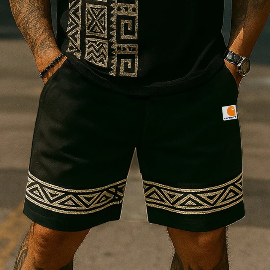 

Men's Vintage Western Geometric Patterned Shorts