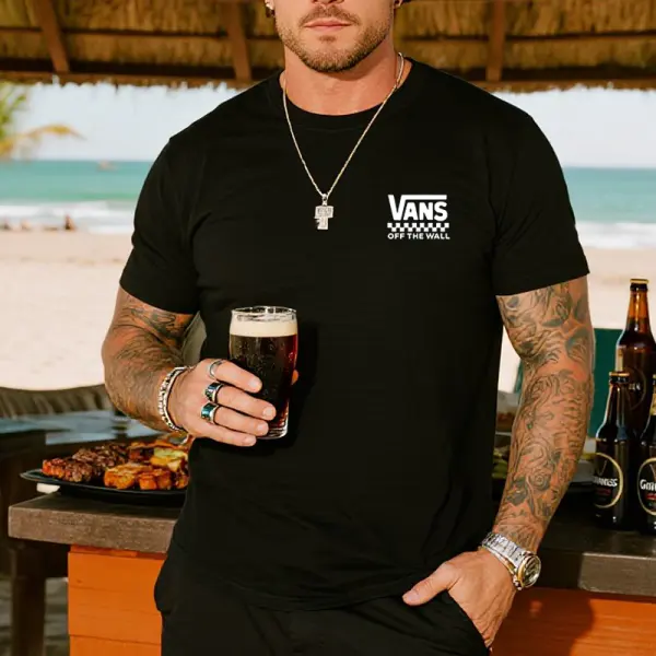 Men's Casual BBQ Surf Off The Wall Graphic Print Cotton T Shirt - Upgradecool.com 