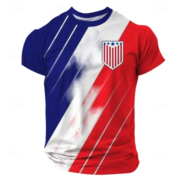 Men's Vintage American Flag-Inspired Athletic T-Shirt - Upgradecool.com 