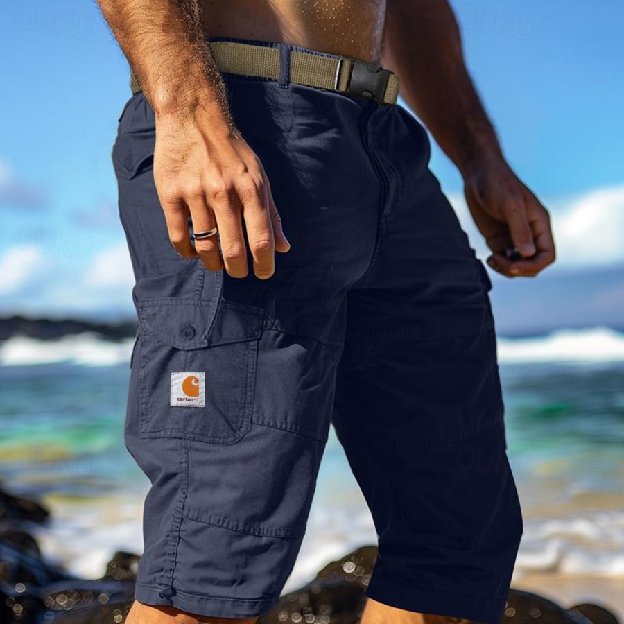 

Men's Vintage Navy Blue Military Cargo Shorts For Summer And Casual Wear