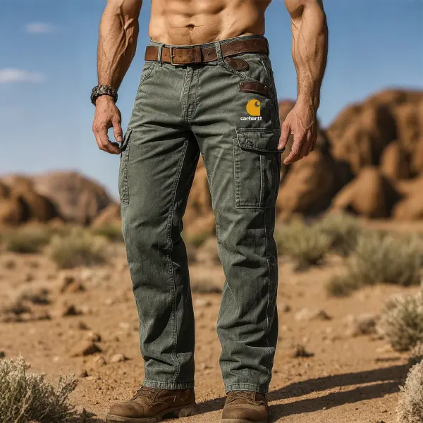 Men's Vintage Patchwork Outdoor Multi-pocket Cargo Pants Trousers - Ootdyouth.com 