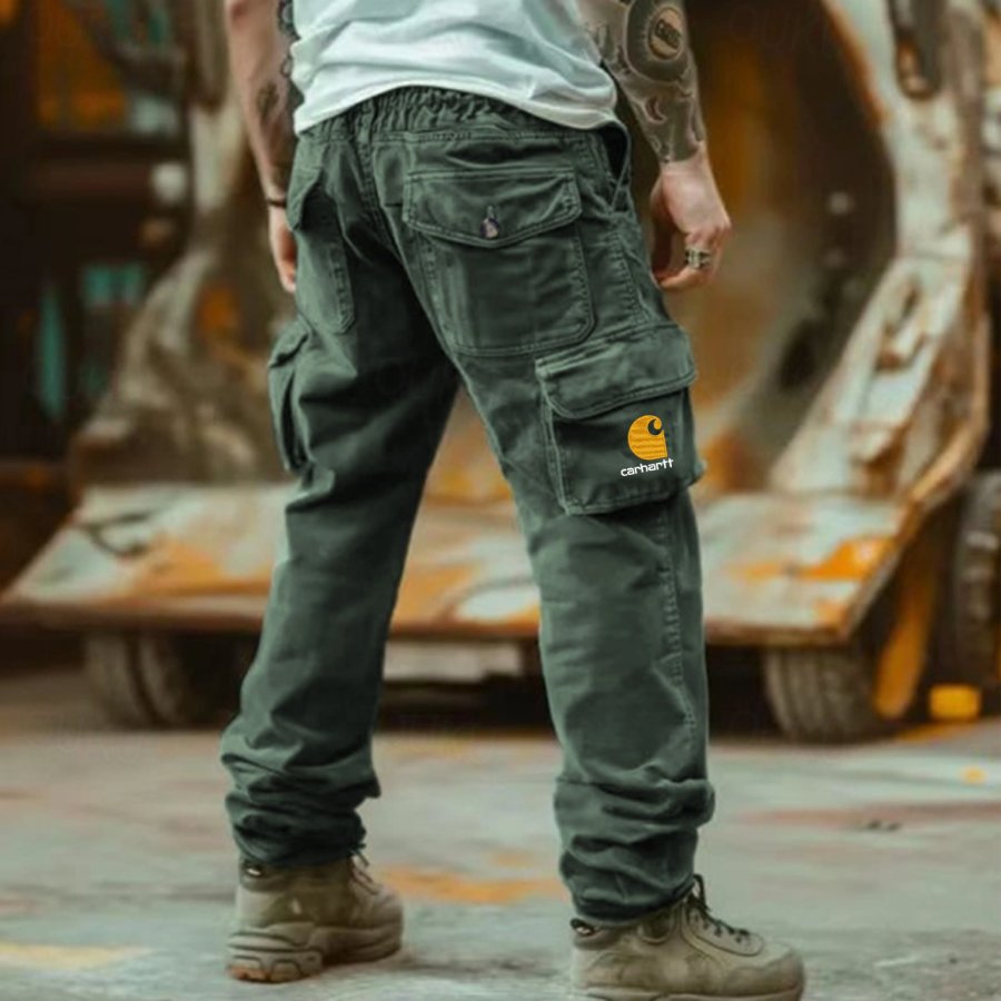 

Carhartt Men's Vintage Military Green Cargo Pants With Multiple Pockets