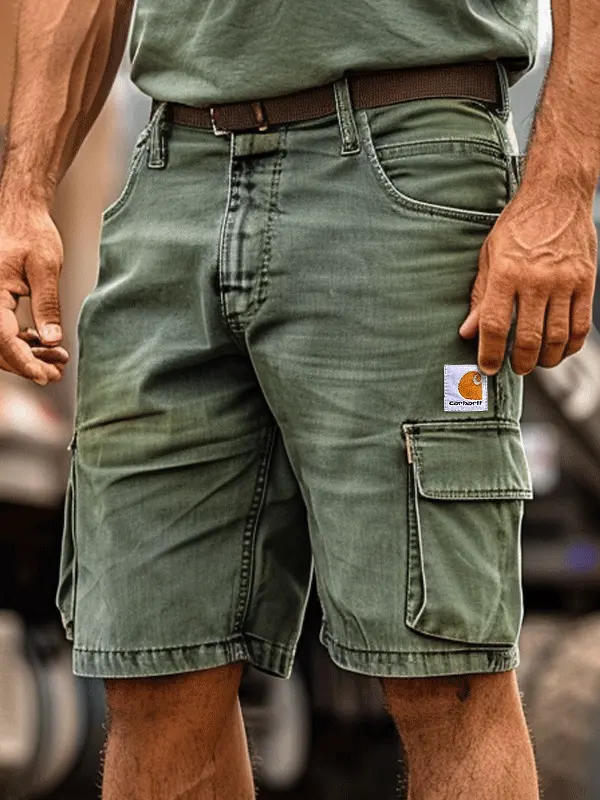 Carhartt Cargo Shorts Outdoor Multi-Pockets Army Green 3/4 Shorts - Menwyx.com 